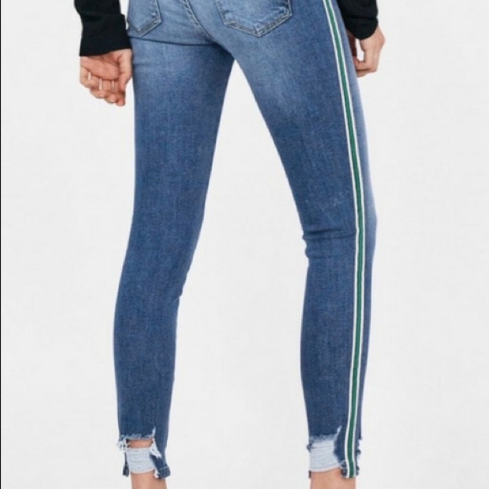 Blue jeans with green strip